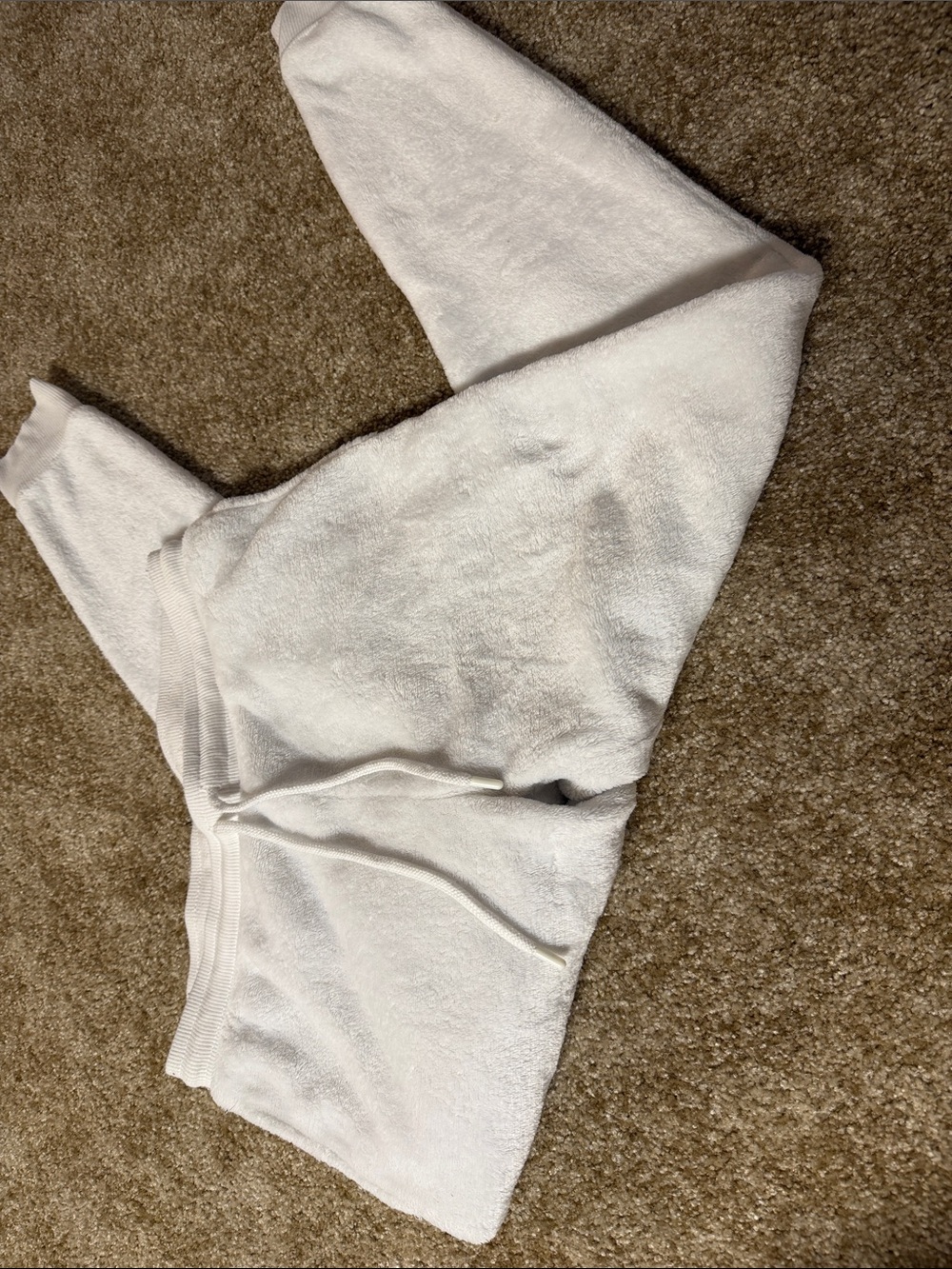 Plush White Women's Lounge Pants with Drawstring Waist